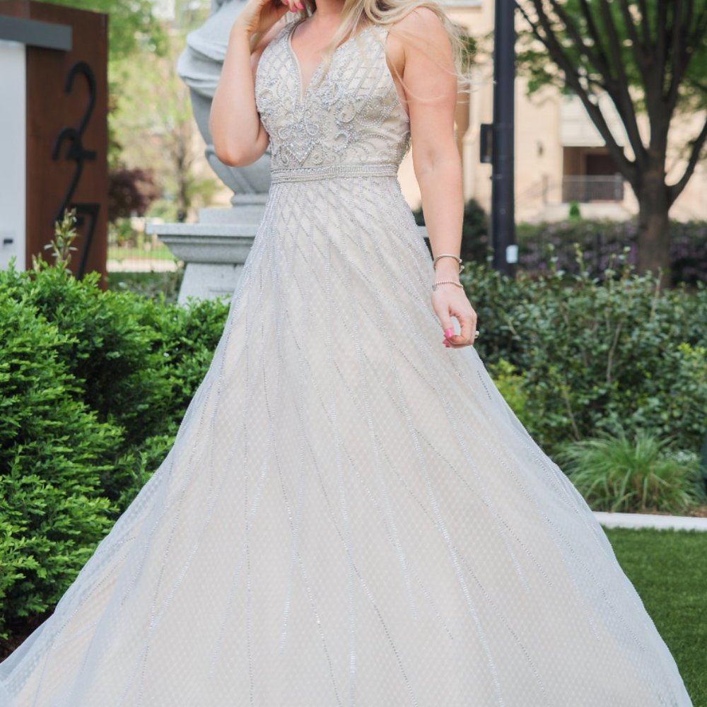 Award-winning Nina Canacci Ivory gown w hand-beading